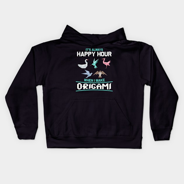 Origami Happy Hour Kids Hoodie by White Martian